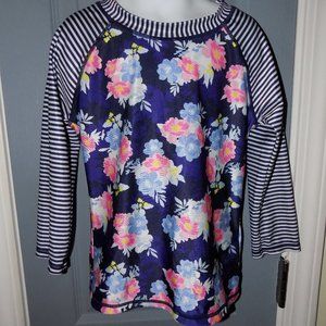 Nautica Striped/Floral UPF 50+ Long Sleeve Rash Gu